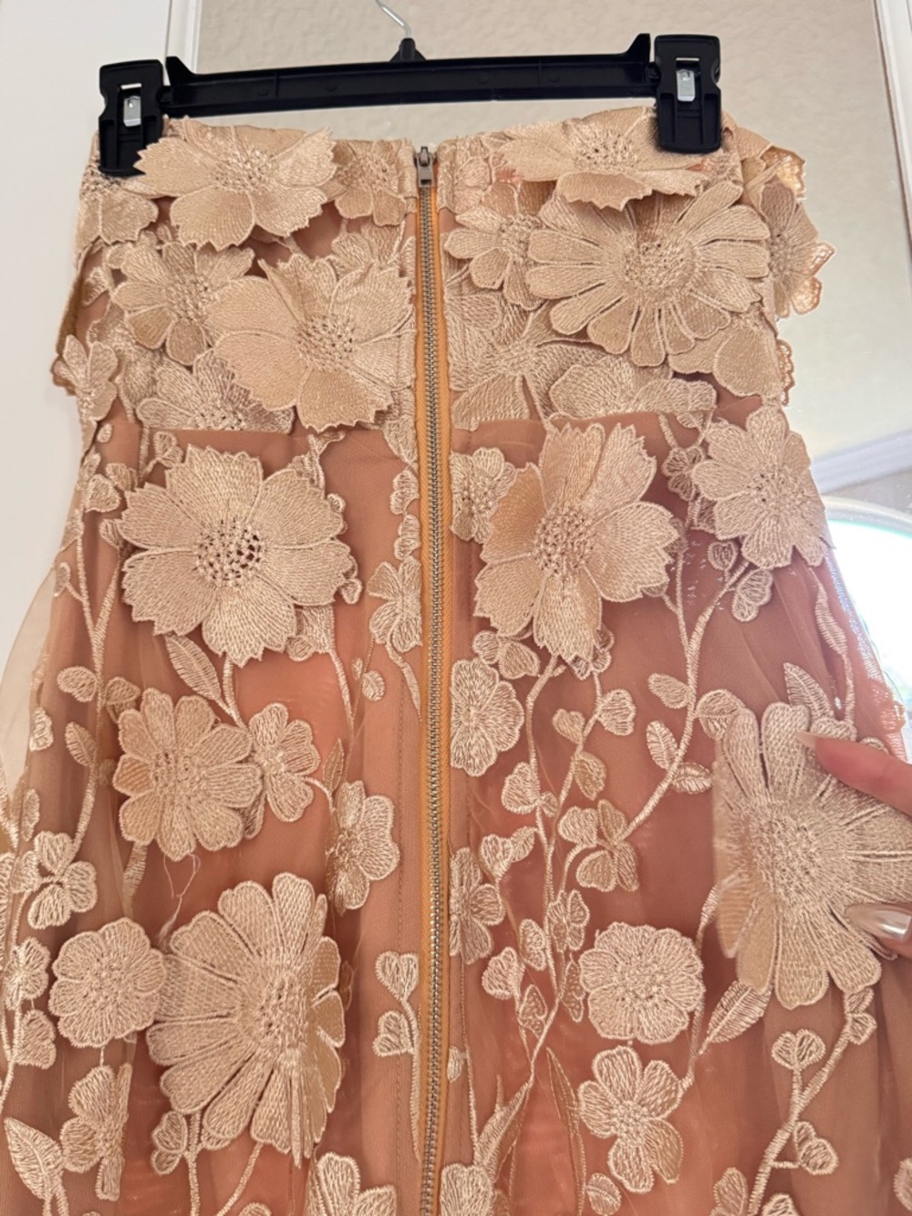 Strapless Floral Embroidered Maxi Jasmine Dress Gown in light Gold Bronx - Picture 6 of 10